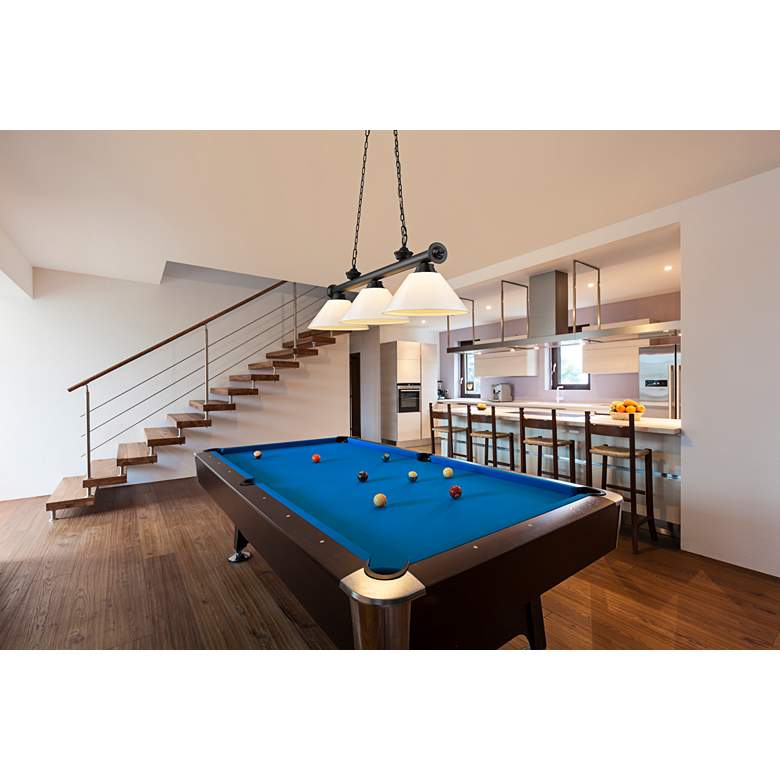 Image 1 Cordon 57 1/4" Wide Matte Black 3-Light Billiard Pendant in scene