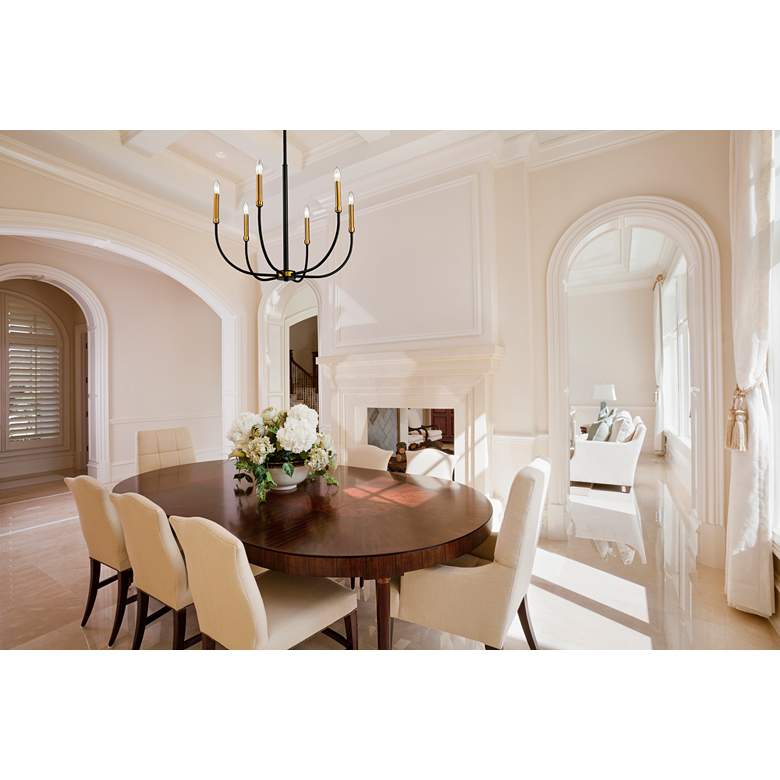 Image 1 Haylie 26"W Matte Black and Olde Brass 6-Light Chandelier in scene