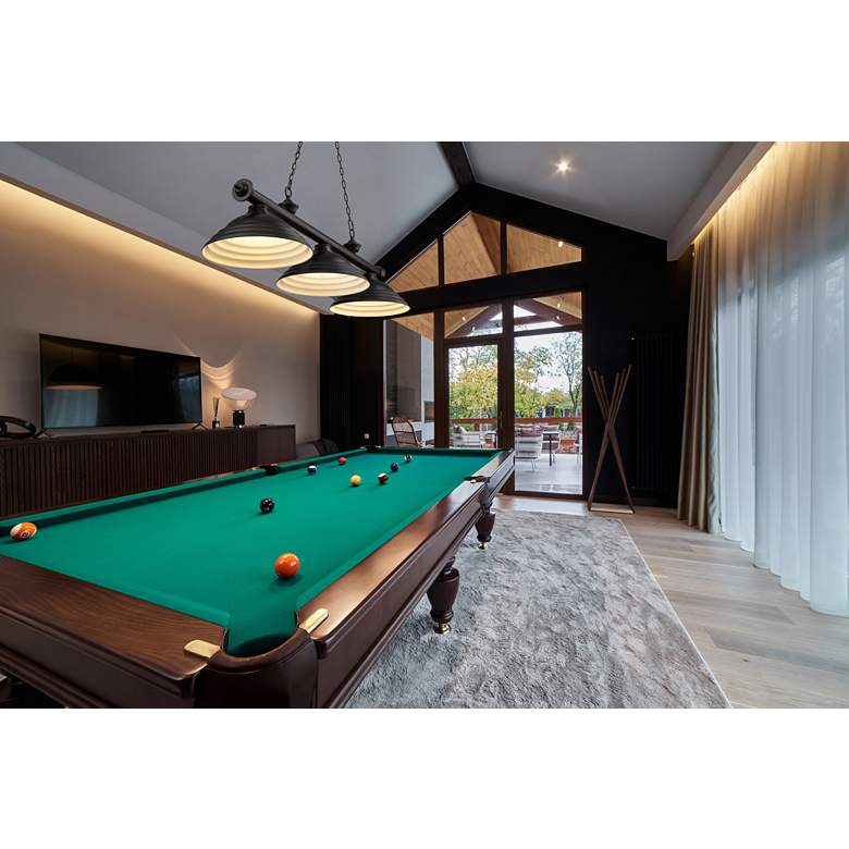 Image 1 Cordon 58" Wide Matte Black Steel 3-Light Billiard Pendant in scene