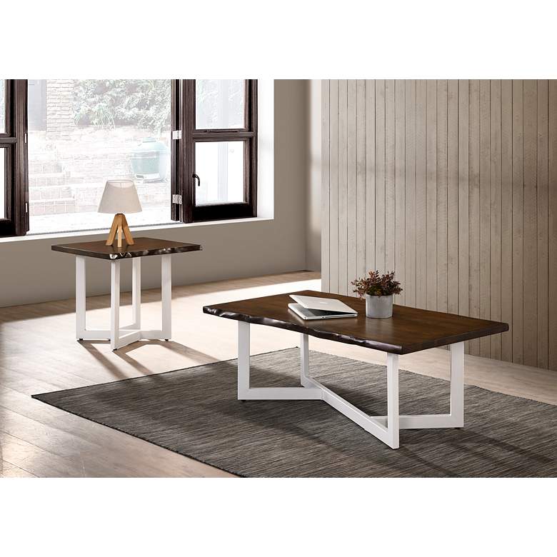 Image 1 Medera 47 1/4 inch Wide Oak Wood White Metal Coffee Table in scene