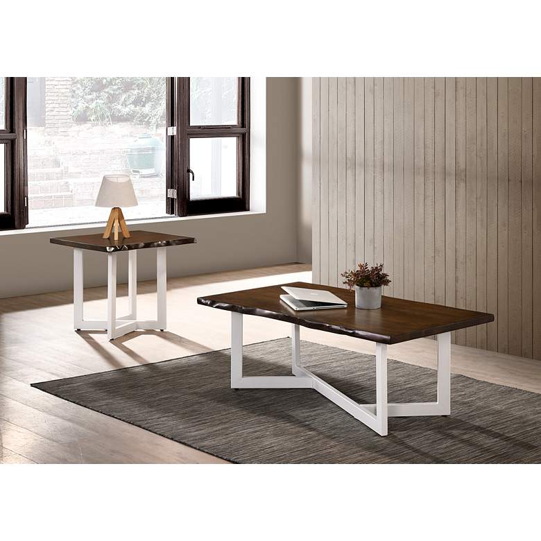 Image 1 Medera 47 1/4" Wide Oak Wood White Metal Coffee Table in scene