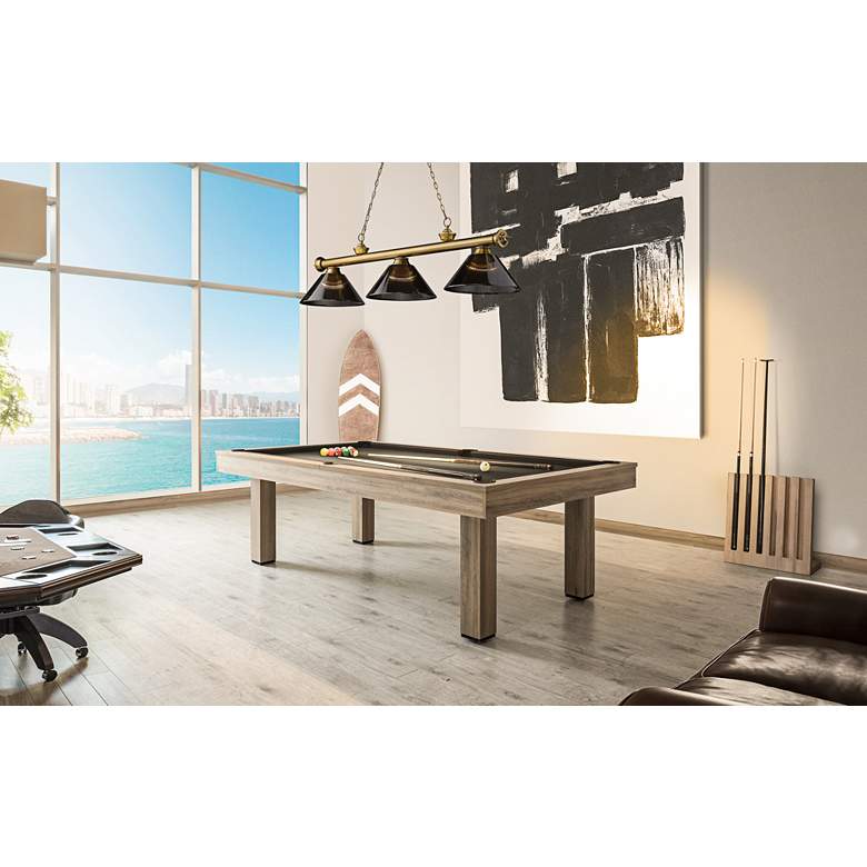 Image 1 Cordon 57 1/4" Wide Rubbed Brass 3-Light Billiard Pendant in scene