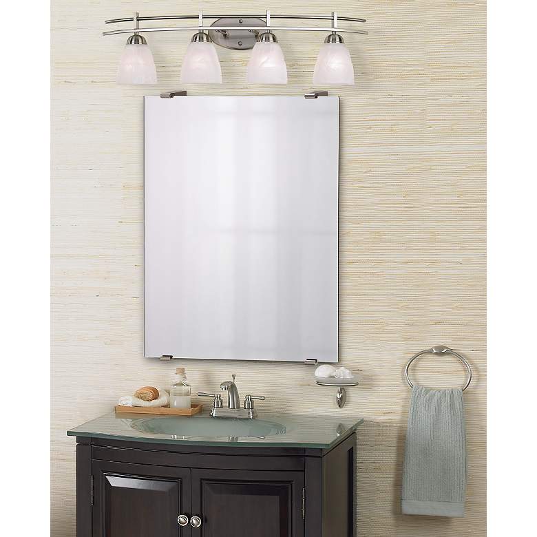 Image 1 Possini Euro Deco 33 inch Wide Brushed Nickel 4-Light Bath Light in scene