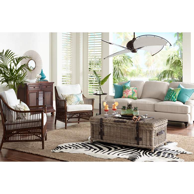 Image 1 Navarro 45 3/4" Wide Rattan Outdoor Coffee Table Trunk in scene