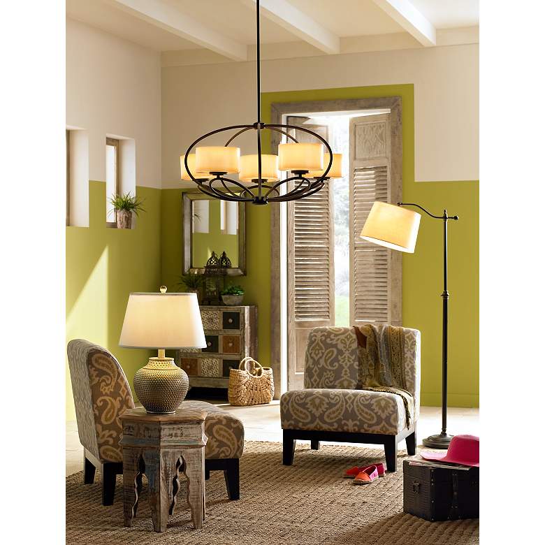 Image 1 Cal Lighting Downbridge Adjustable Height Dark Bronze Finish Floor Lamp in scene