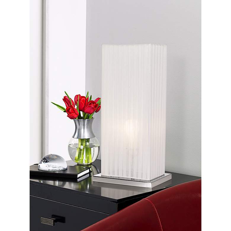 Image 1 360 Lighting Cube 19 3/4" High White Ribbon Shade Accent Table Lamp in scene