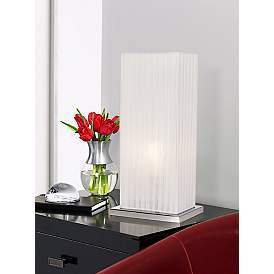 Image1 of 360 Lighting Cube 19 3/4" High White Ribbon Shade Accent Table Lamp in scene