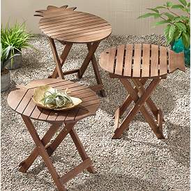 Image1 of Monterey Fish 21" Wide Natural Wood Outdoor Folding Table in scene