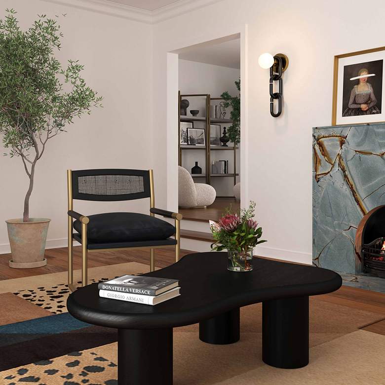 Image 1 TOV Harlow 26 3/4" Wide Black Vegan Leather Modern Armchair in scene