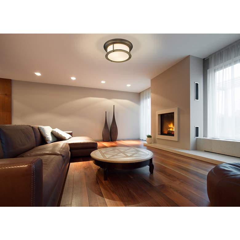 Image 1 Z-Lite Sonna 13 1/2" Wide Heritage Brass Cylinder Ceiling Light in scene