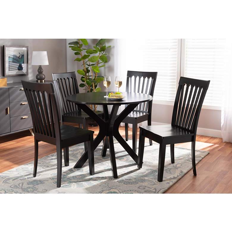Image 1 Baxton Studio Zora Dark Brown Wood 5-Piece Dining Set in scene