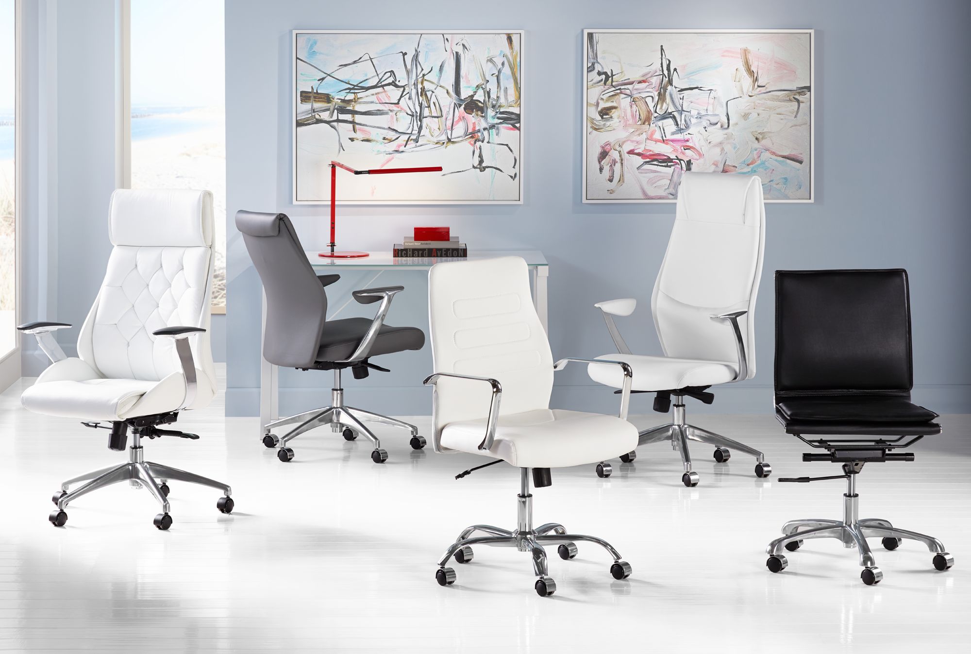 Image 1 Aidan Black Armless Adjustable Office Chair in scene