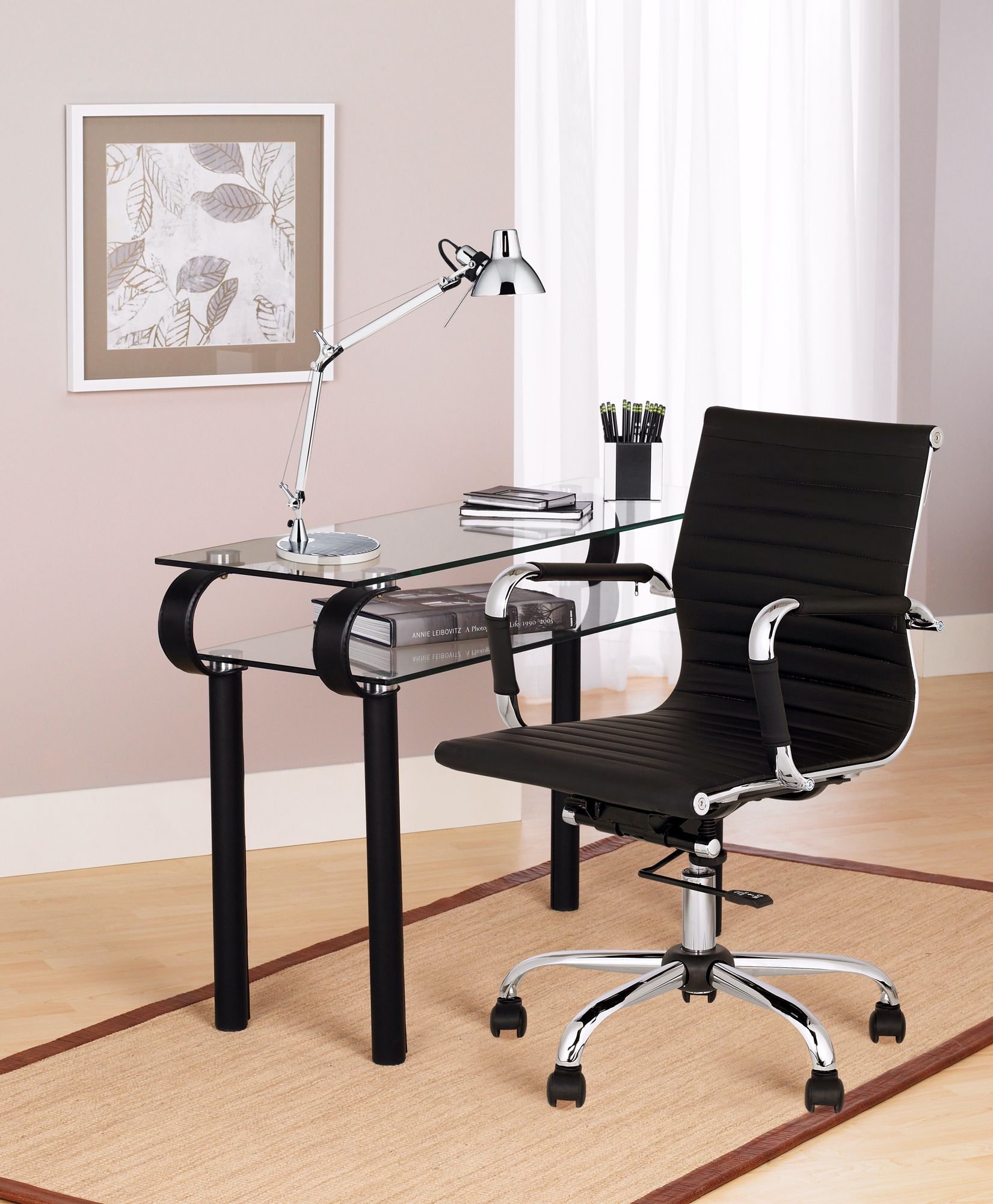 Studio 55D Serge Black Low Back Swivel Office Chair 