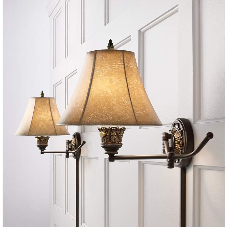 Image 1 Barnes and Ivy Rosslyn Bronze Plug-In Swing Arm Wall Lamps Set of 2 in scene