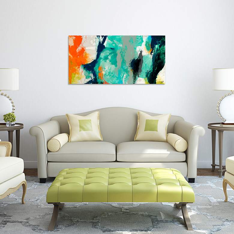 Tidal Abstract 2 48&quot; Wide Tempered Glass Graphic Wall Art in scene