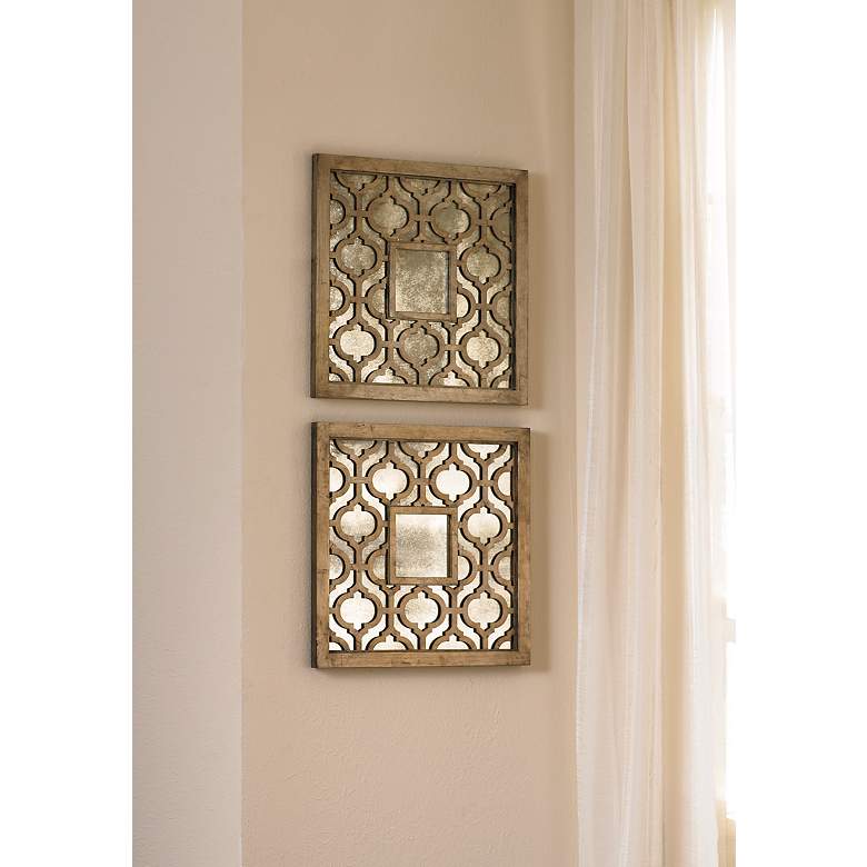 Image 1 Set of 2 Uttermost Silver Sorbolo Decorative Wall Mirrors in scene