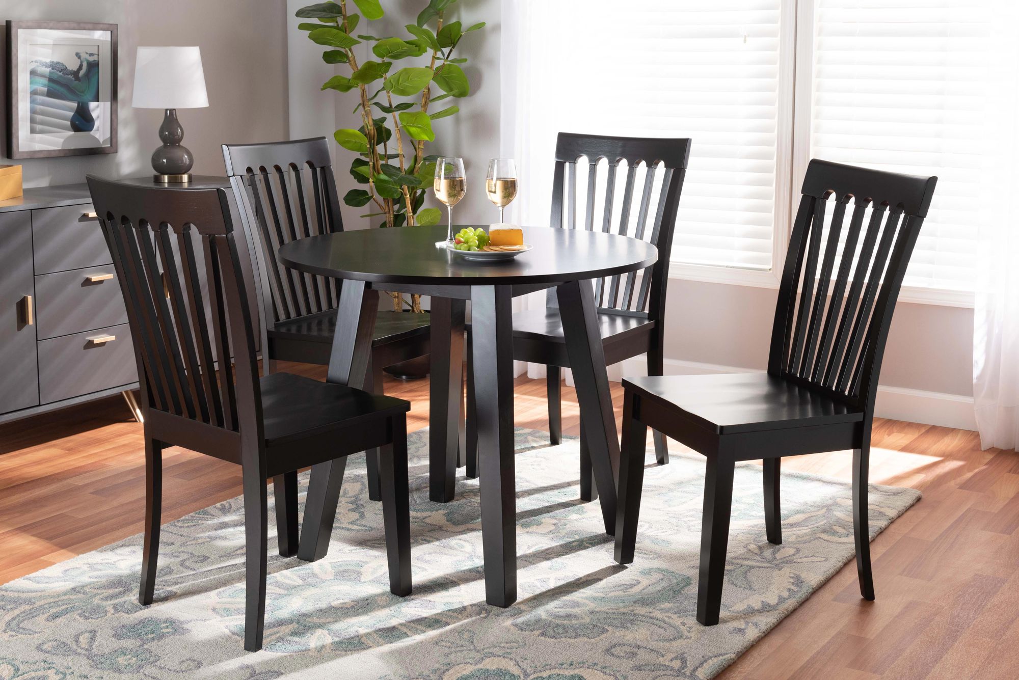 Image 1 Baxton Studio Zala Dark Brown Wood 5-Piece Dining Set in scene