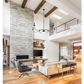 Image1 of Z-Lite Arrington 63" Matte Black 6-Light Candelabra Chandelier in scene