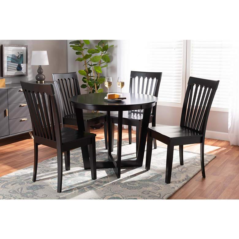 Image 1 Baxton Studio Sasa Dark Brown Wood 5-Piece Dining Set in scene