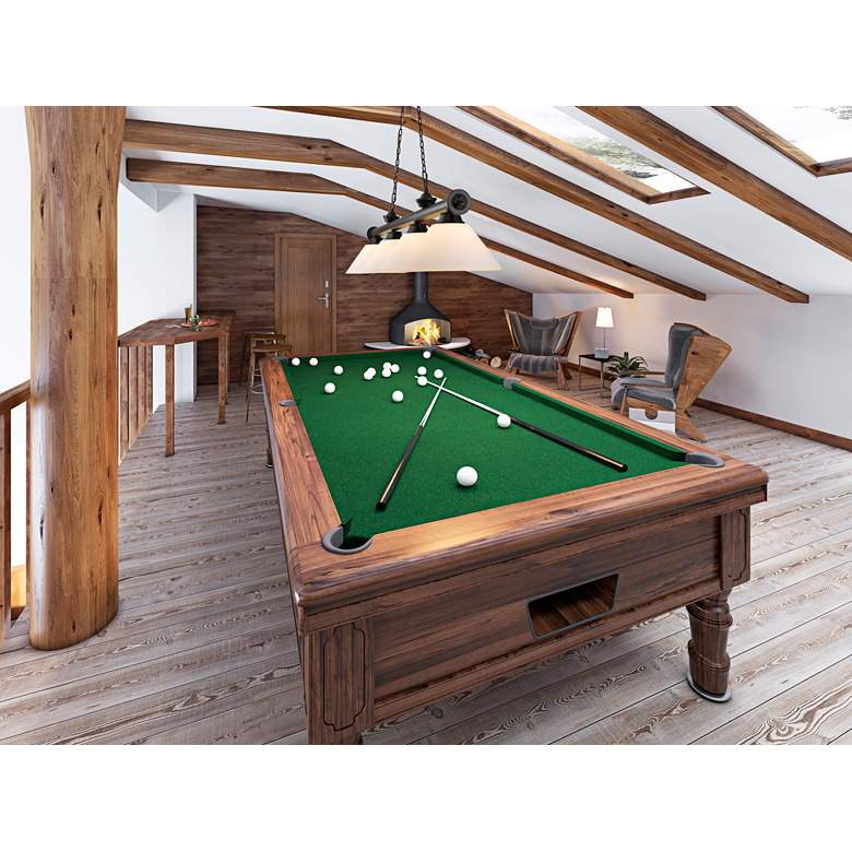 Image 1 Cordon 81 1/4" Wide Matte Black 4-Light Billiard Pendant in scene