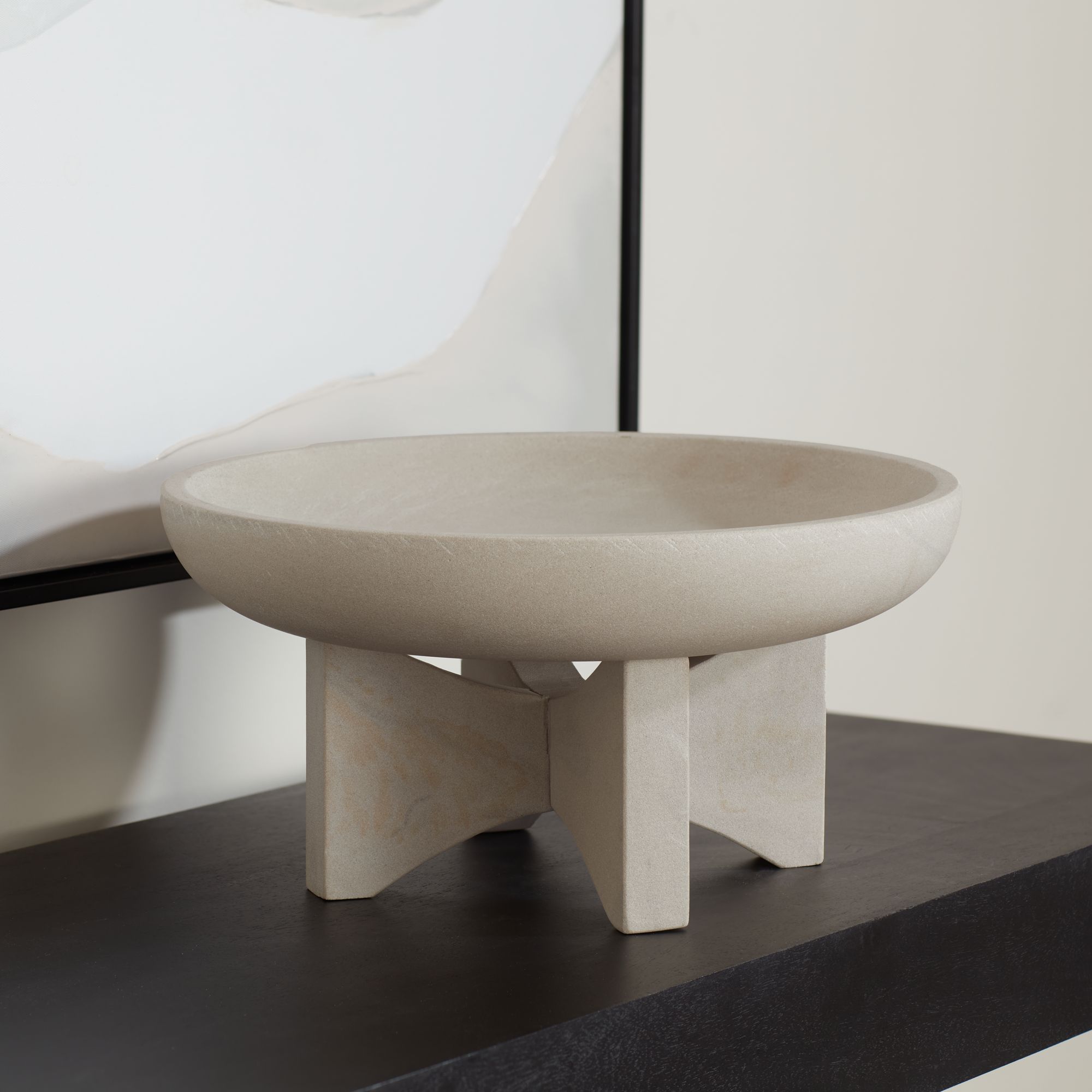 Image 1 Possini Euro Asha 12" Wide Sandstone Decorative Footed Bowl in scene