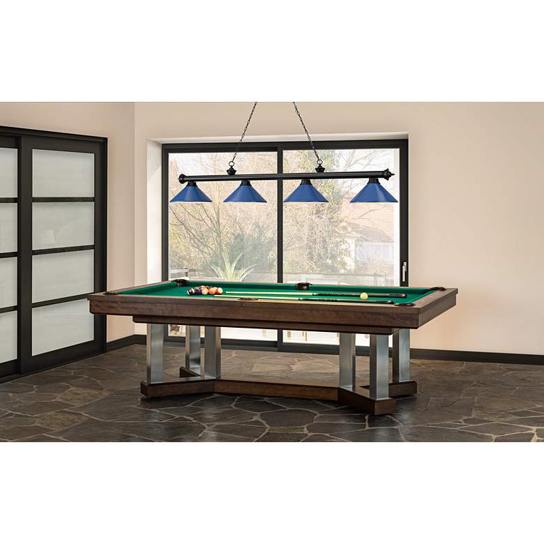 Image 1 Cordon 81 3/4"W Black and Blue 4-Light Billiard Chandelier in scene