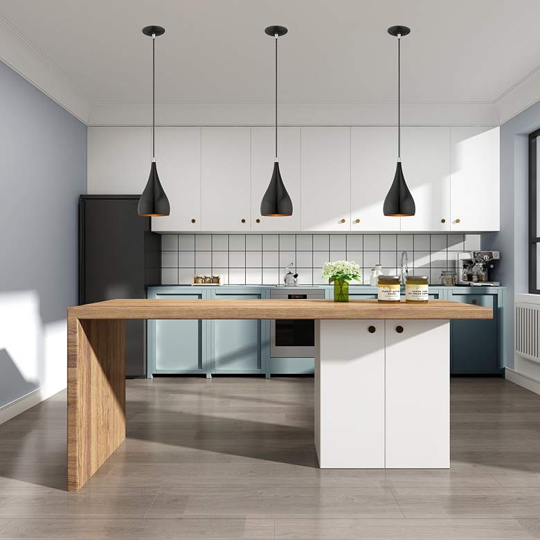 Image 1 Amador 6 1/4" Wide Shiny Black Mini Pendant in scene