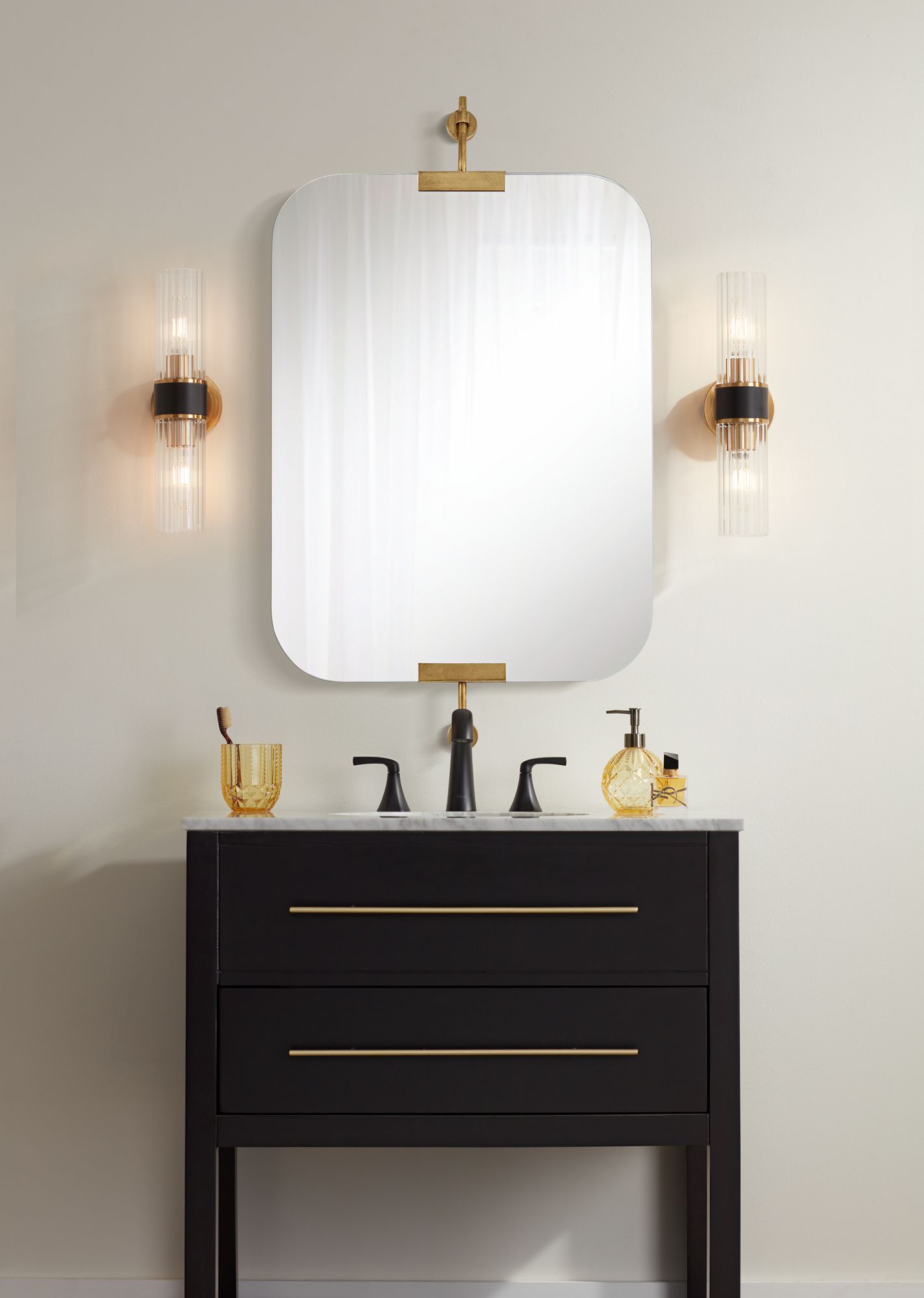 Uttermost Penbrook 24x42" Polished Edge Wall Mirror Warm Gold in scene