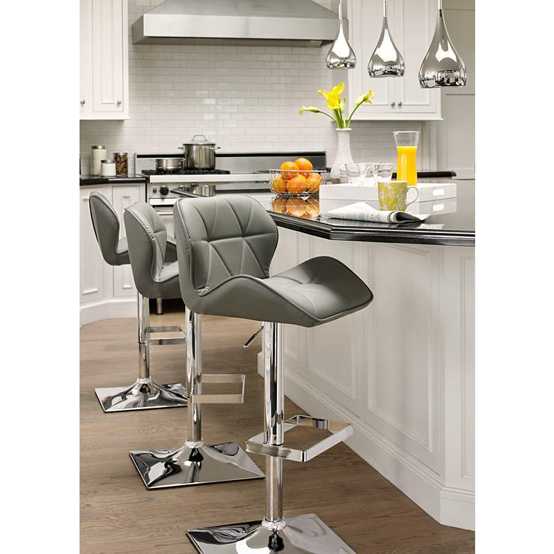 Image 1 Boulton Gray Faux Leather Adjustable Swivel Bar Stool in scene