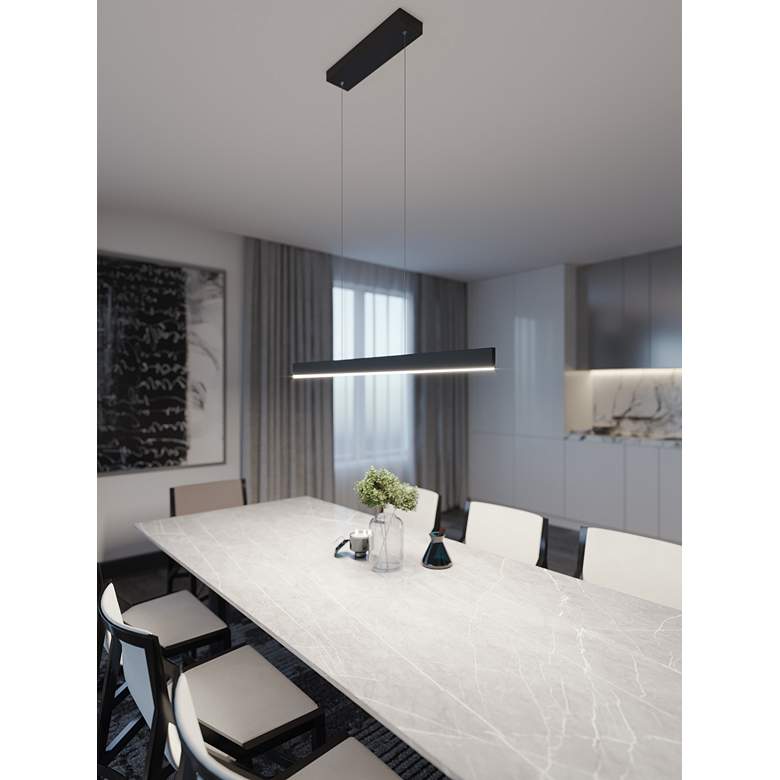 Image 1 Stealth 46" Wide Black LED Linear Pendant in scene