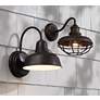Franklin Park 9" High Bronze Metal Cage Outdoor Wall Light in scene