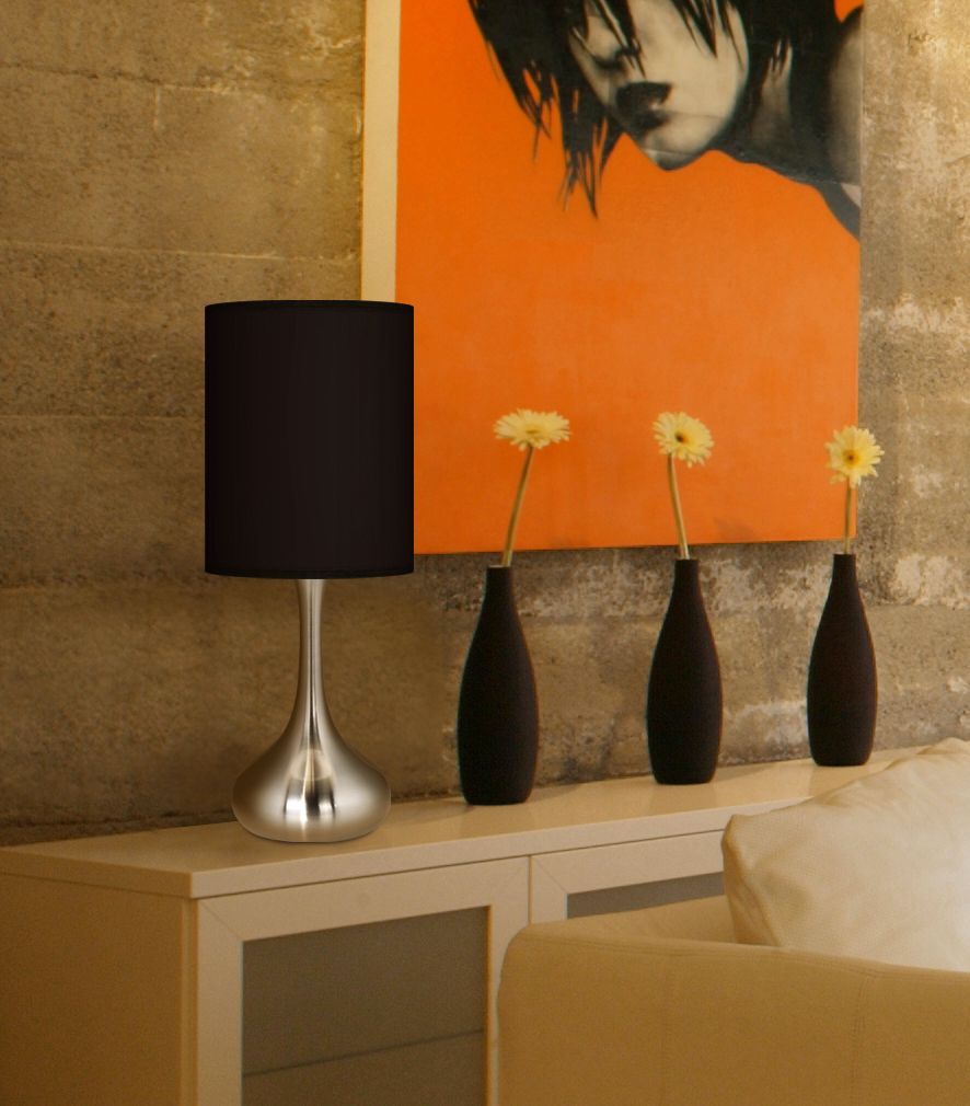 Image 1 Giclee Glow Droplet 23 1/2" All Black Shade Modern Table Lamp in scene