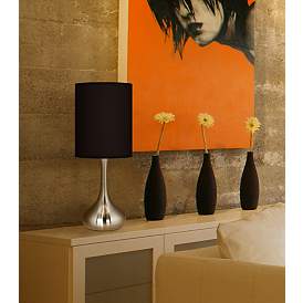Image1 of All Black Giclee Droplet Table Lamp in scene