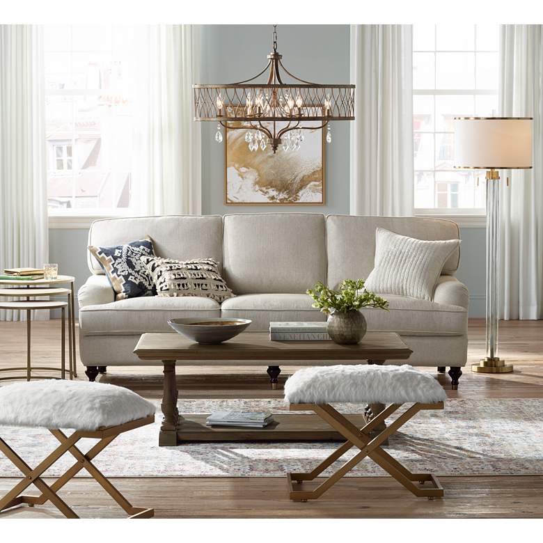 Image 1 Minka West Liberty 36" Wide Olympus Gold 6-Light Drum Chandelier in scene