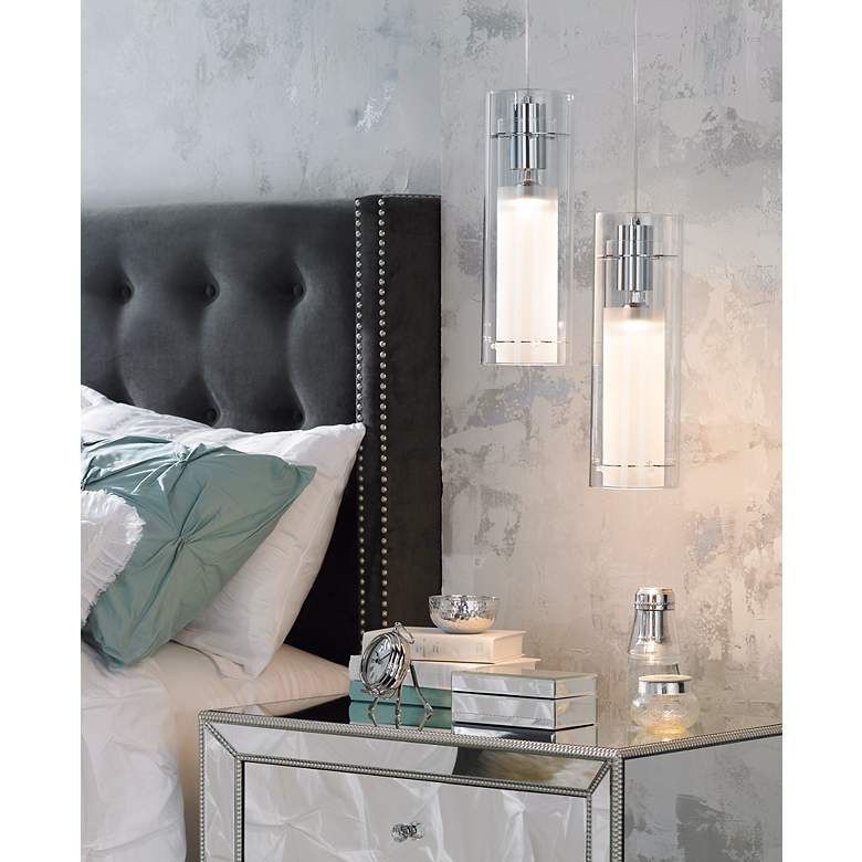 Image 1 ET2 5 1/2" Wide Clear Cylinder and Frosted Glass Modern Pendant Light in scene