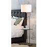 Rudko Polished Steel Modern Floor Lamp with Glass Tray Table in scene