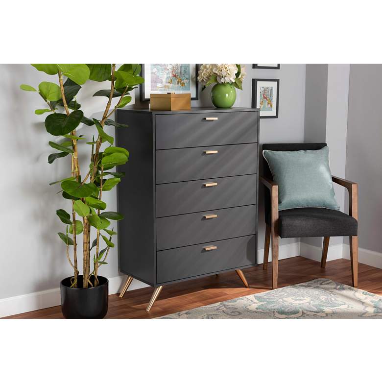 Image 1 Kelson 32 1/2" Wide Dark Gray 5-Drawer Accent Chest in scene