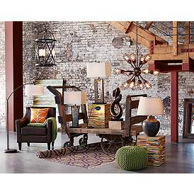 Image1 of Franklin Iron Works Zion 30" High Tapered Slate Table Lamp in scene