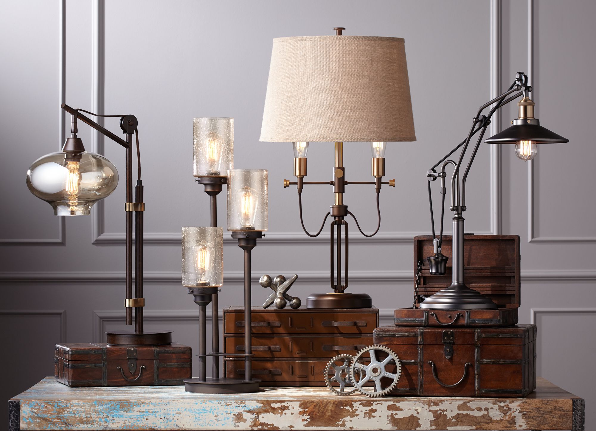 industrial glass table lamp