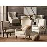 Williamsburg Natural Linen Button Tufted Traditional Wingback Armchair in scene