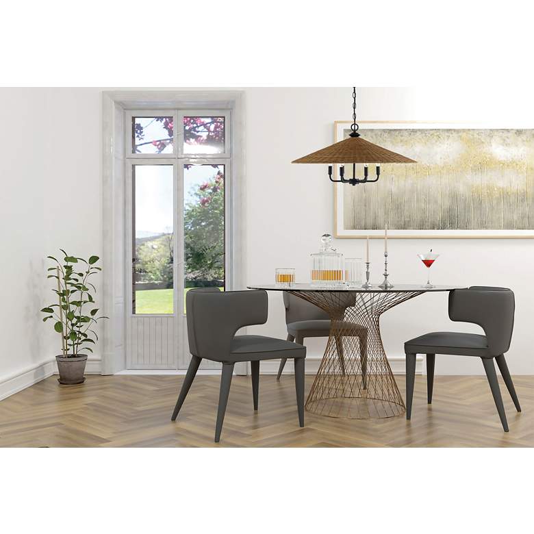 Image 1 Savoy House Eman 30" Wide 6-Light Matte Black Natural Rattan Pendant in scene