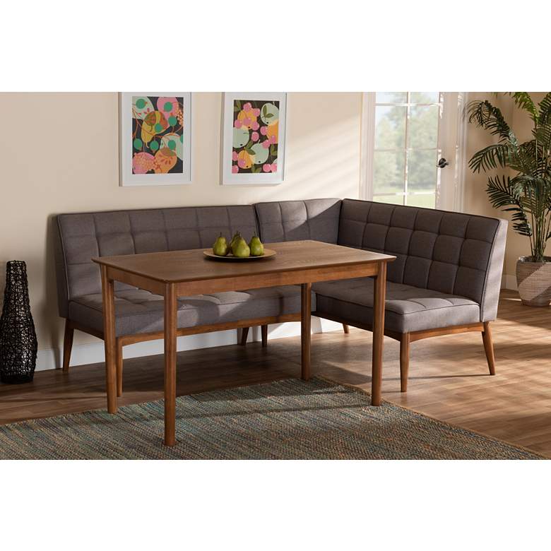 Image 1 Sanford Gray Fabric and Wood 3-Piece Dining Nook Set in scene