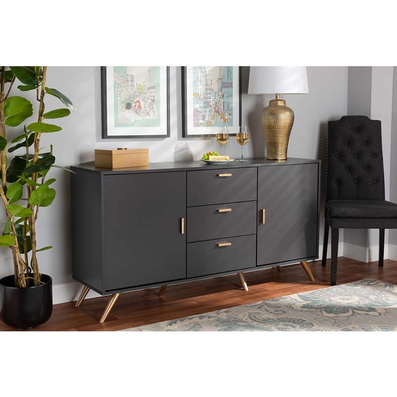 Image 1 Baxton Studio Kelson 58 3/4" Wide Dark Gray 2-Door Sideboard in scene