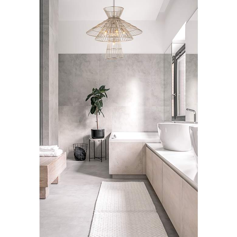 Image 1 Alito 25" Wide Polished Nickel 6-Light Cage Chandelier in scene