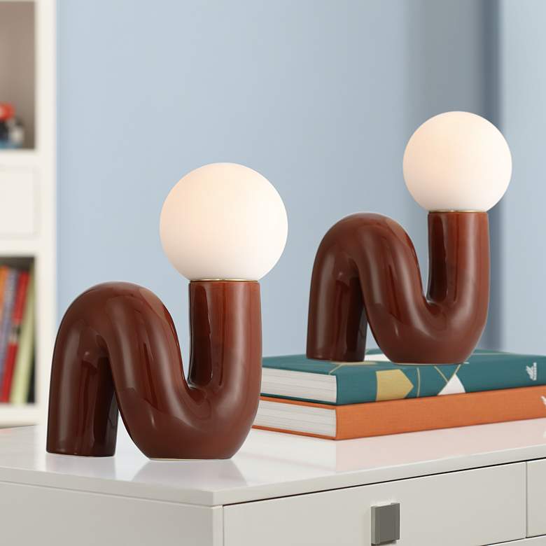 Image 1 Fondant 11 1/2" High Chocolate Brown Accent Lamp Set of 2 in scene