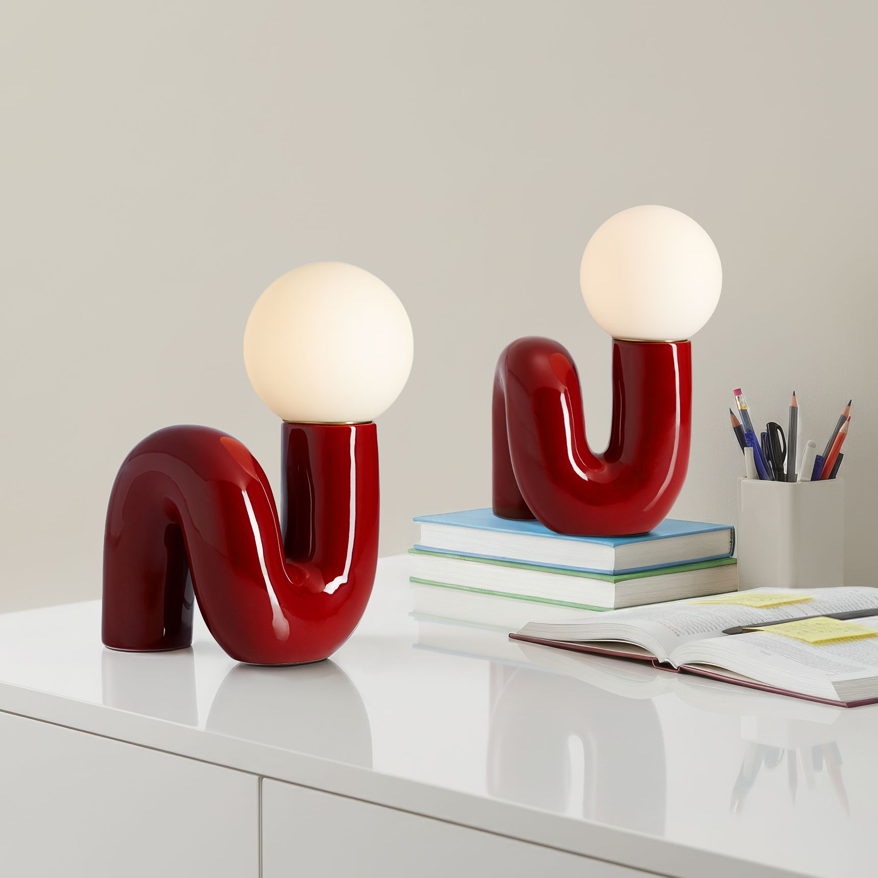 Watch A Video About the Fondant Velvet Red Accent Lamp
