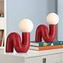 1_Fondant 11 1/2" High Velvet Red Accent Lamp Set of 2 in scene