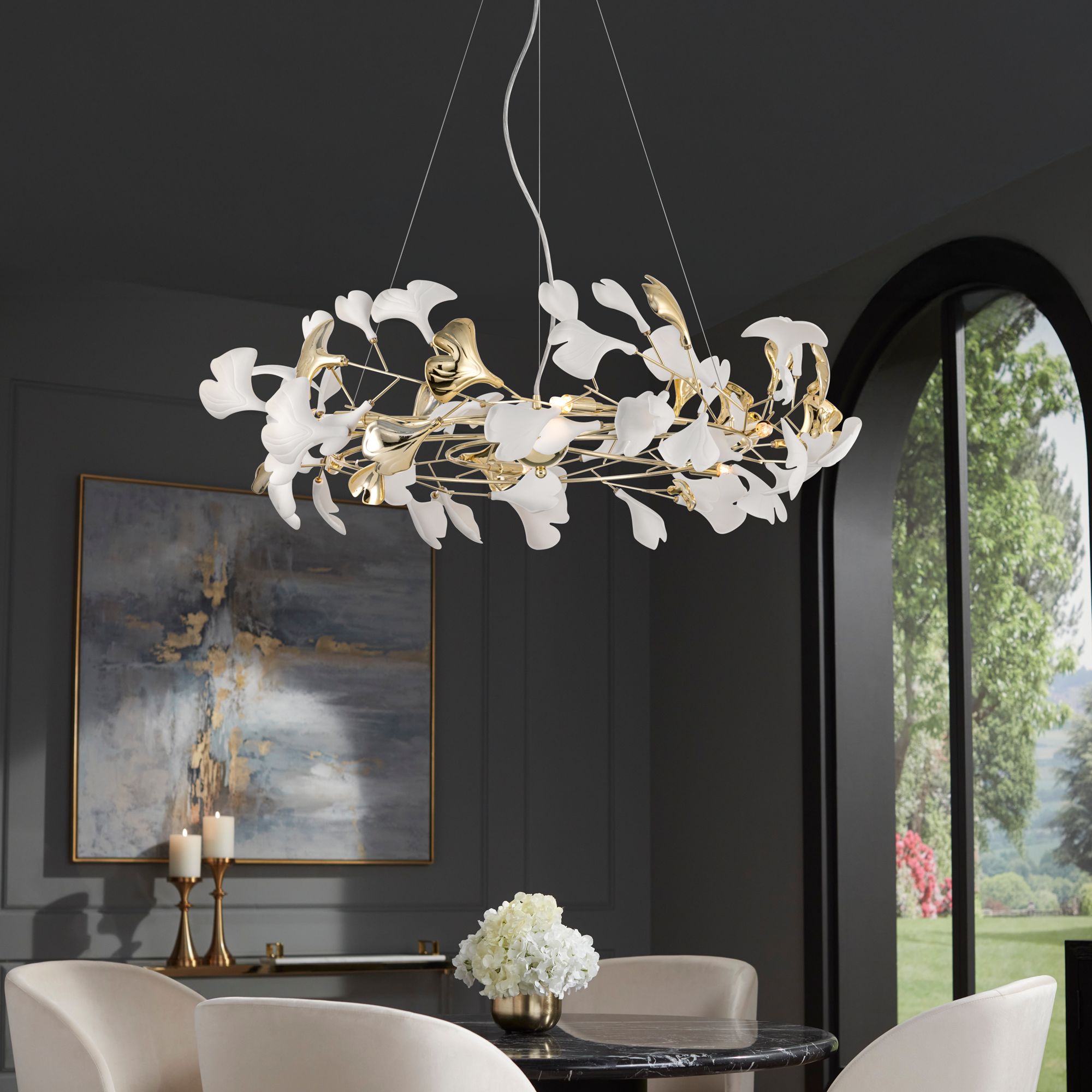 Image 1 Possini Euro Descanso 34 1/2"W Gold and Ceramic 6-Light Chandelier in scene
