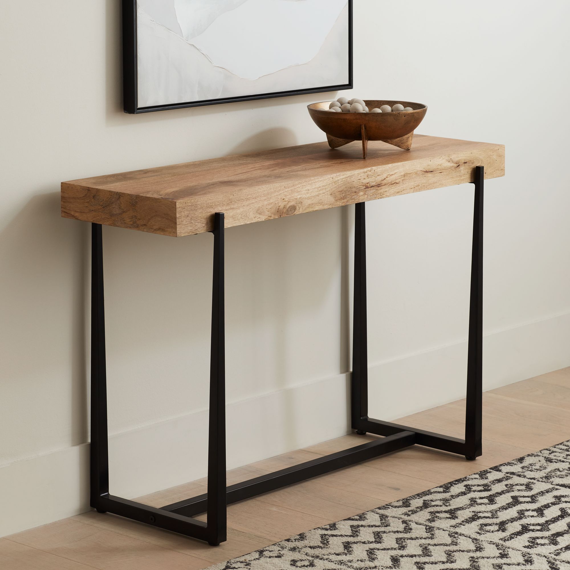 Image 1 Possini Euro Roanoke 44" Wide Natural Wood Console Table in scene