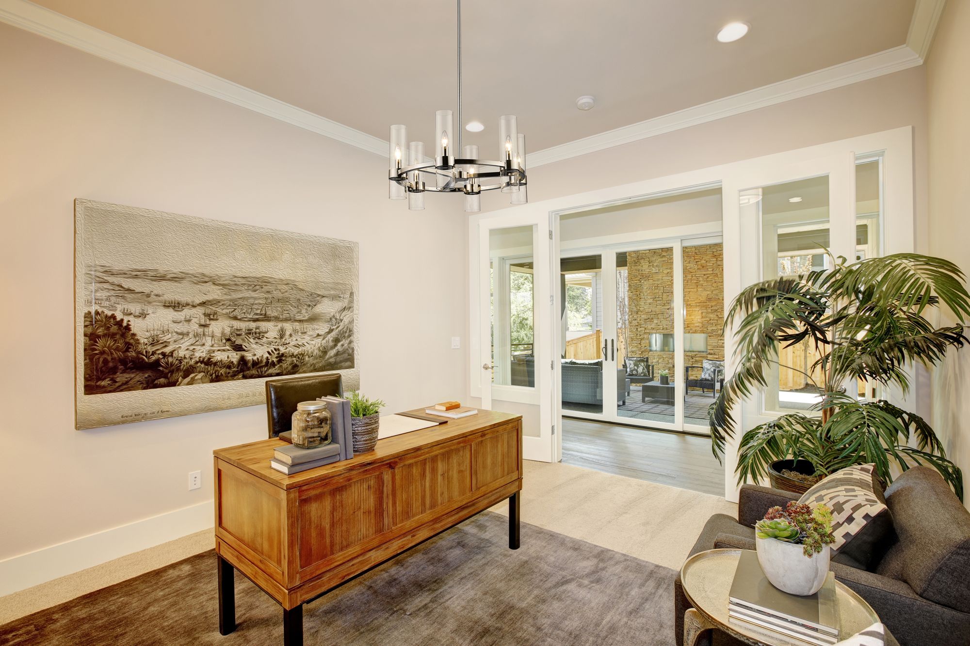 Image 1 Datus 26" Wide Polished Nickel 6-Light Chandelier in scene